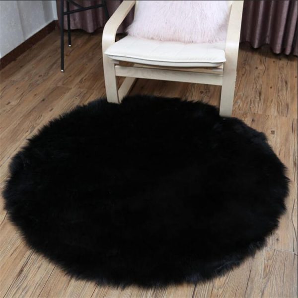 Faux Fur Sheepskin Round Area Rug
