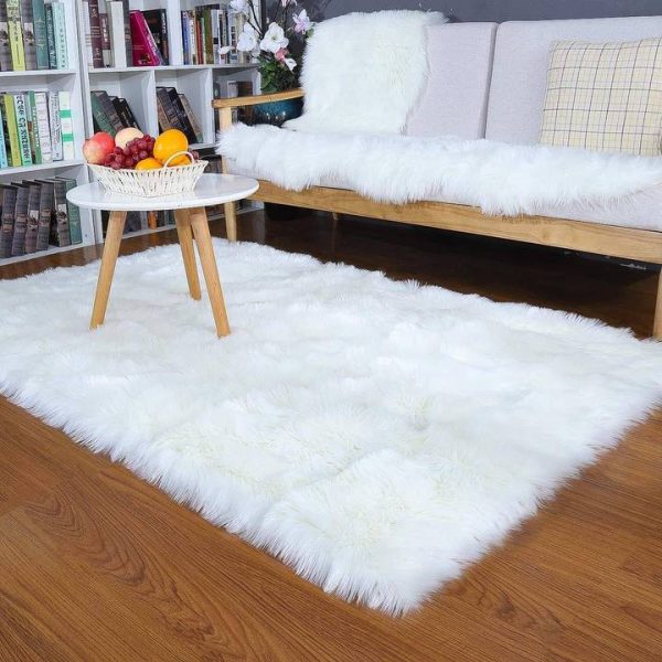 Faux Fur Sheepskin Round Area Rug